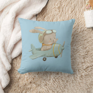 niedlicher Hase im Pilot-Helm Kissen