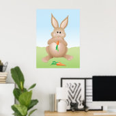 Niedlicher Hase isst Karotte Poster (Heimbüro)