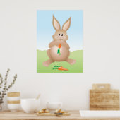 Niedlicher Hase isst Karotte Süßer Kaninchen Poster (Küche)