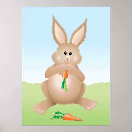 Niedlicher Hase isst Karotte Süßer Kaninchen Poster (Vorne)