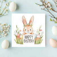 niedlicher Hase mit Blume und Eiern