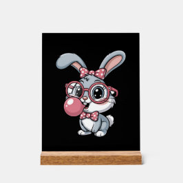 Niedlicher Hase mit Brille, der Kaugummi bläst Acrylschild