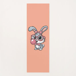 Niedlicher Hase mit Brille, der Kaugummi bläst Yogamatte