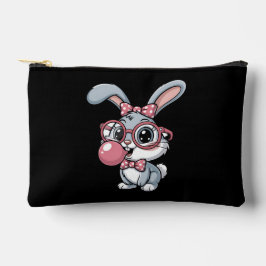 Niedlicher Hase mit Brille, der Kaugummi bläst Zubehörtasche