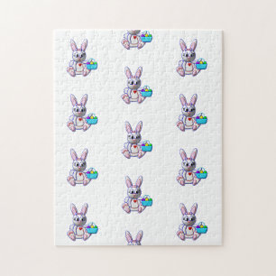 Niedlicher Hase mit einem Korb Puzzle