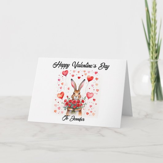 Niedlicher Hase mit Herzenskarte Karte (Vorderseite)