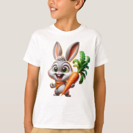 Niedlicher Hase mit Karotte Glückliche Kunst T-Shirt