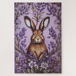 Niedlicher Hase mit Lavendel, inspiriert von Willi Puzzle