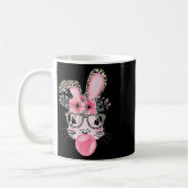 Niedlicher Hase mit Leopard Gles Bubblegum Osterta Kaffeetasse (Links)