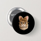 Niedlicher Hase mit Leopardenbrille Bogen Osterhas Button (Vorne & Hinten)