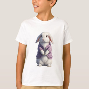 Niedlicher Hase mit lila Jacke Kinder T-Shirt