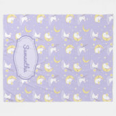 Niedlicher Hase mit Mond und Sternen und Himmelsku Fleecedecke (Vorderseite (Horizontal))