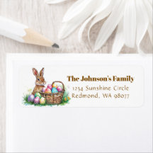 Niedlicher Hase mit Ostereier-Adresse