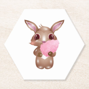 niedlicher Hase mit rosa Baumwollbonbons Untersetzer