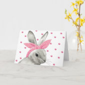 Niedlicher Hase mit rosa Bow Karte (Gelbe Blume)