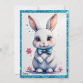 Niedlicher Hase mit rosa Buggeburt Einladung (Vorderseite)