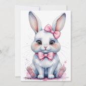 Niedlicher Hase mit rosa Buggeburt Einladung (Vorderseite)