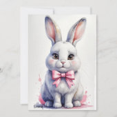 Niedlicher Hase mit rosa Buggeburt Einladung (Vorderseite)