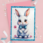 Niedlicher Hase mit rosa Buggeburt Einladung