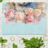 Niedlicher Hase mit Rosenkranz Geschirrtuch (Gefaltet)