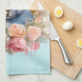 Niedlicher Hase mit Rosenkranz Geschirrtuch (Viertel Falte)