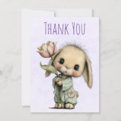 Niedlicher Hase mit Tulpe Dankeskarte (Vorderseite)