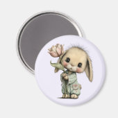 Niedlicher Hase mit Tulpe Magnet (Vorderseite/Rückseite)