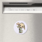 Niedlicher Hase mit Tulpe Magnet (In Situ (Geschirrspüler))