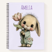 Niedlicher Hase mit Tulpe Notizblock (Vorderseite)