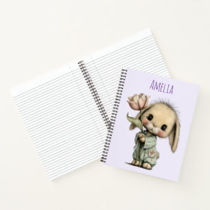 Niedlicher Hase mit Tulpe Notizblock