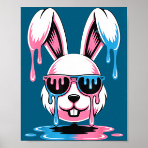Niedlicher Hase Ostertag lustiger Hase Eis Drip Poster