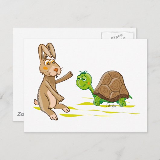 Niedlicher Hase und Tortoise Postkarte (Vorne/Hinten)