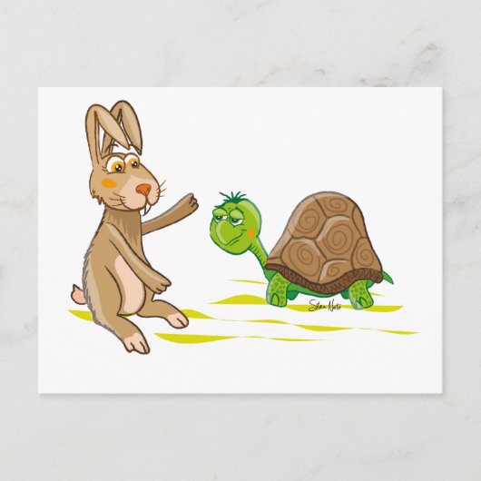 Niedlicher Hase und Tortoise Postkarte (Vorderseite)