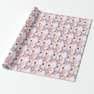 Niedlicher Hase Wasserfarbe Rosa Babyparty Geschenkpapier