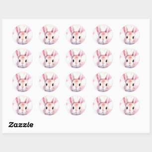 Niedlicher Hase Wasserfarbe Rosa Babyparty Runder Aufkleber