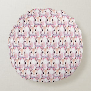 Niedlicher Hase Wasserfarbe Rosa Babyparty Rundes Kissen