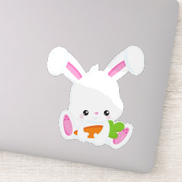 Niedlicher Hase, Weißer Hase, Little Bunny, Karott Aufkleber