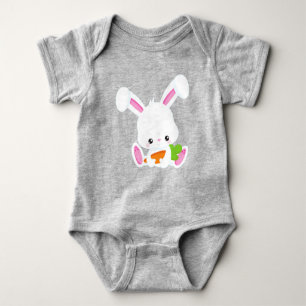 Niedlicher Hase, Weißer Hase, Little Bunny, Karott Baby Strampler