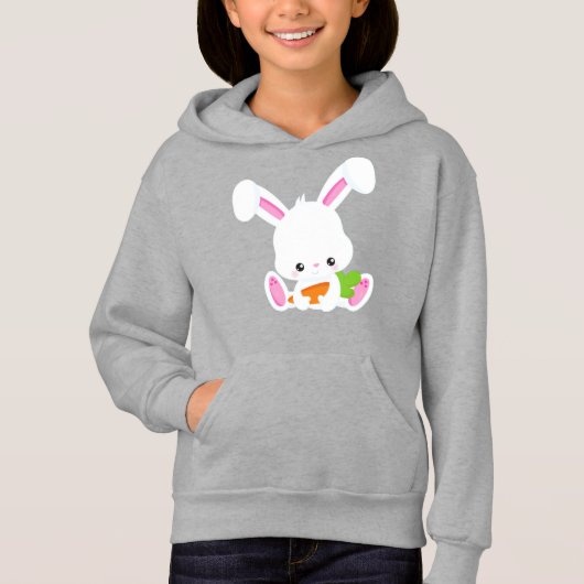 Niedlicher Hase, Weißer Hase, Little Bunny, Karott Hoodie (Vorderseite)