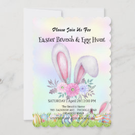 Niedlicher Hasen auf der Jagd auf Ei Happy Osterta Einladung