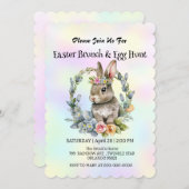 Niedlicher Hasen auf der Jagd auf Ei Happy Osterta Einladung (Vorne/Hinten)