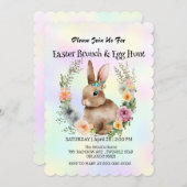 Niedlicher Hasen auf der Jagd auf Ei Happy Osterta Einladung (Vorne/Hinten)