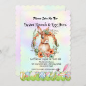 Niedlicher Hasen auf der Jagd auf Ei Happy Osterta Einladung (Vorne/Hinten)