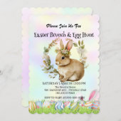 Niedlicher Hasen auf der Jagd auf Ei Happy Osterta Einladung (Vorne/Hinten)