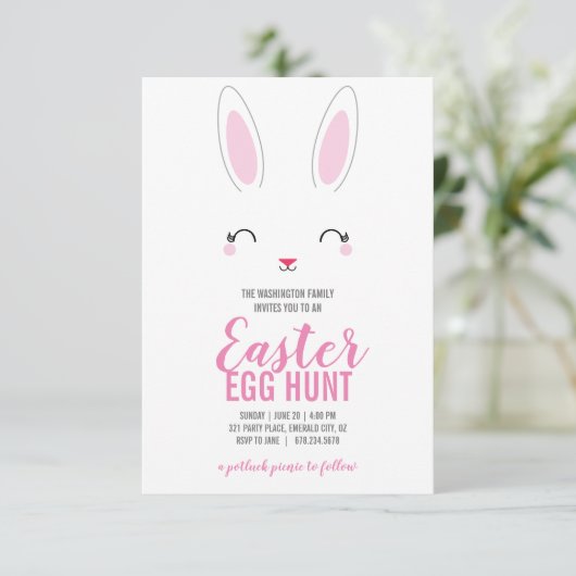 niedlicher Hasen EASTER EGG HUNT Brunch Picknick Einladung (Stehend Vorderseite)