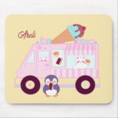 Niedlicher Hasen-Eis-Lkw, blau und rosa Mousepad (Vorne)