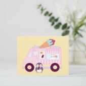 Niedlicher Hasen-Eis-Lkw, blau und rosa Postkarte (Stehend Vorderseite)