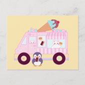 Niedlicher Hasen-Eis-Lkw, blau und rosa Postkarte (Vorderseite)