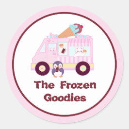 Niedlicher Hasen-Eis-Lkw, blau und rosa Runder Aufkleber