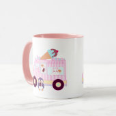 Niedlicher Hasen-Eis-Lkw, blau und rosa Tasse (Vorderseite Links)